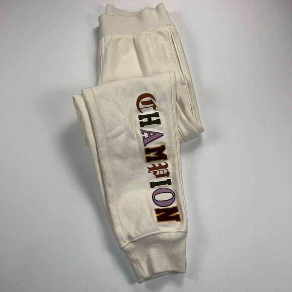 Champion Reverse Weave Jogger Sweat Pant Chalk White Old English Varsity Size M - Picture 11 of 15